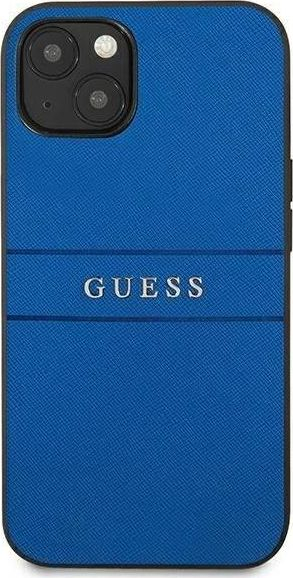 Kapak telefoni Guess Saffiano Metal Logo, për iPhone 13 Mini, mbyllje e plotë, blu