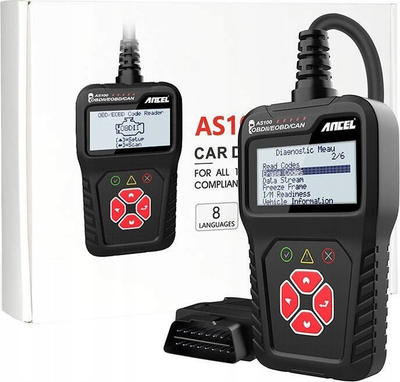 Skaner diagnostikues Ancel AS100 AC100 OBD2, me ekran LCD, ngjyrë e zezë