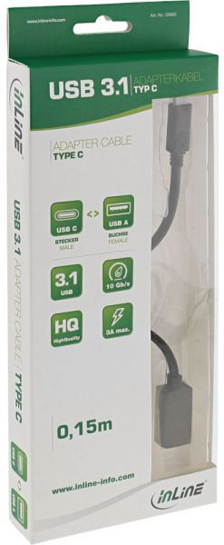Adapter USB InLine 35800 USB C në USB A, USB 3.1, 10 Gb/s, i zi
