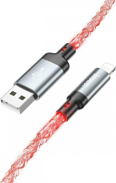 Kabllo Hoco U112 USB A në Lightning, 1m, 2.4A, gri