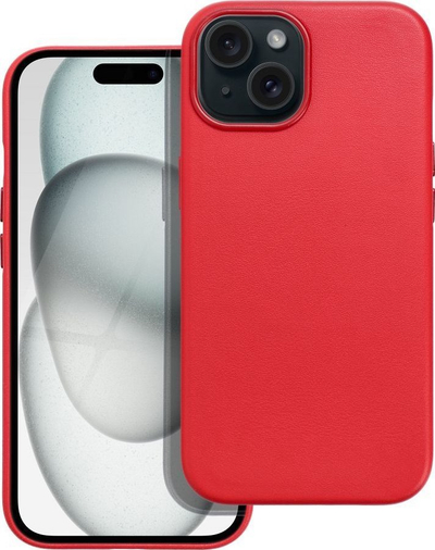 Mbrojtëse telefoni Leather Case për iPhone 15, eko lëkurë, e kuqe
