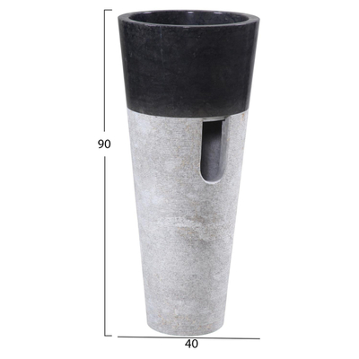 Lavaman konik mermer i zi-gri Φ40×90 cm (HM7808.01), zezë/ gri