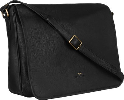 Торба за лаптоп Петерсон Spacious Leather, 15\", природна кожа, црна