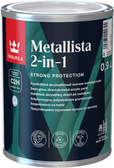 Bojë metalike kundra ndryshkut Metallista 2 në 1 A, 0.9L, gjysmë e mat, e bardhë