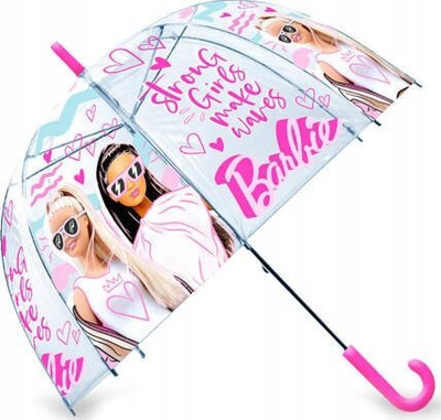 Детски чадор Euroswan Barbie, рачен, проѕирен PVC, розов
