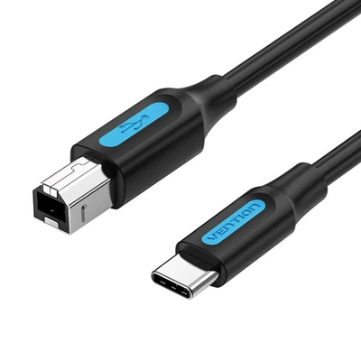 Кабел за печатач Vention USB C во USB B, 2.0, 2A, 2m, црн
