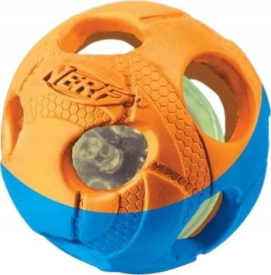 Lodër top për qen NerfDog me dritë LED, 8.7 cm, portokalli me blu
