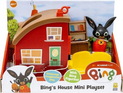 Set loje Bing Bunny Mini House, me figurine Bing, shpi lodër e kuqe
