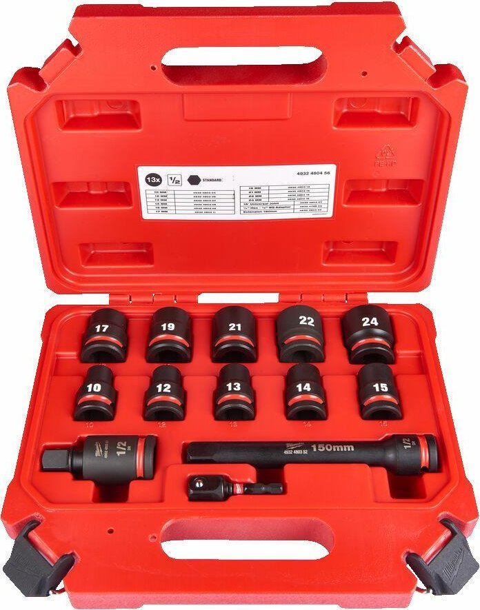 Set çelësash goditës Milwaukee Shockwave Impact, 13 copë, 1/2", hex