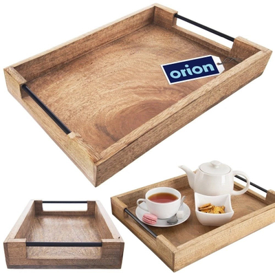 Дрвена табла Orion MANGO, 40.5x30.5x6 cm, со метални рачки, природно кафеава