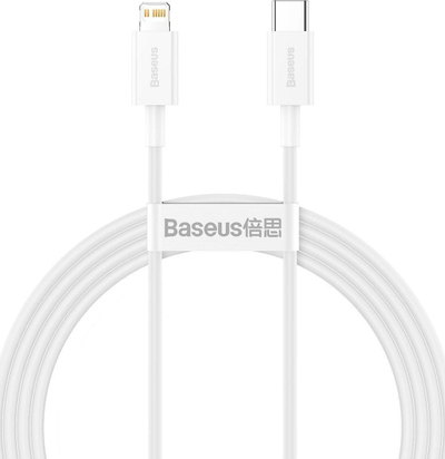 Kabllo USB-C në Lightning Baseus Superior Series, 1.5m, 20W PD, e bardhë