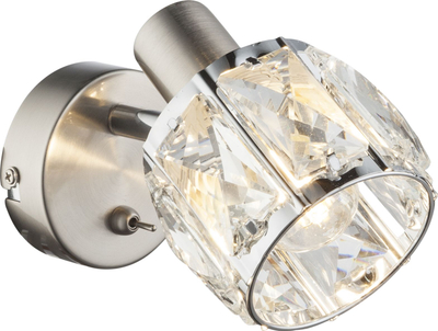 Aplik muri Globo Kris Single, 1xE14 40W, kristal qelqi, nickel matt