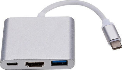 Përshtatës RoGer Type C në HDMI, 4K, USB 3.0, argjendtë