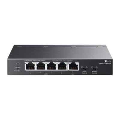 Switch rrjeti TP-Link TL-SG1005P-PD, 5 porta Gigabit, 4x PoE+, metalik