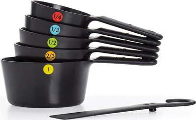 Set gotash matëse Oxo Measuring Cup, 6 pjesë, plastikë, e zezë