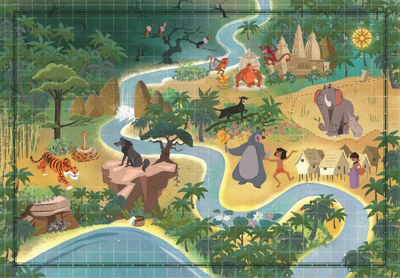 Puzzle Clementoni Compact Story Maps The Jungle Book, 1000 pjesë, 70x50 cm, shumëngjyrësh