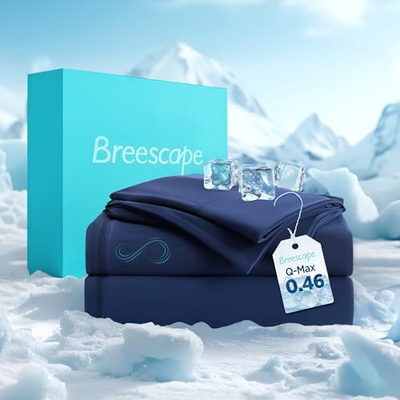Set çarçafësh Breescape Cooling King, BlendTek Dry & Cool, xhep i thellë 46cm, blu Twilight