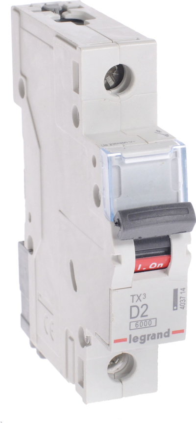 Ndërprerës automatik Legrand TX3 S301, 1P D 2A, 6kA AC, gri