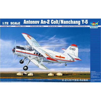 Model avioni Trumpeter Antonov An-2 Colt Nanchang Y-5, shkallë 1:72, plastik, shumëngjyrësh