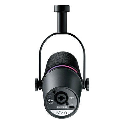 Mikrofon Shure MV7i Smart, dinamik, USB C dhe XLR, i zi