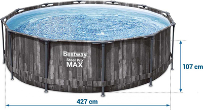 Pishinë me kornizë Bestway Steel Pro Max, 457 x 107 cm, 11 in 1
