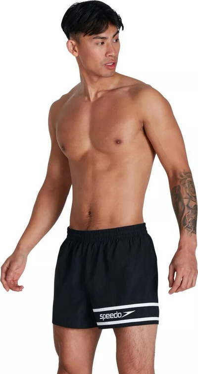 Shorc noti për burra Speedo Retro, 13", najlon i riciklum, zi me të bardha