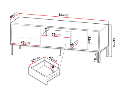Komodë për TV 155 Miretiz 08 (155 x 54 x 40)