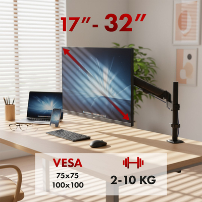 Mbajtëse monitori Maclean MC-135, 17"-32", 2-10kg, e zezë