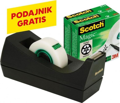 Диспенсер за леплива лента за маса Scotch, со 3 ролни Magic 19mm x 33m, црн