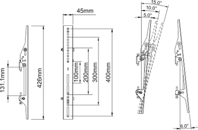 Krah montimi muri Multibrackets M Pro Tilt Arms, 400mm, set me 2 copë, i zi