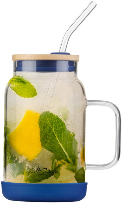 Kavanoz me pipë Vialli Design Fuori, 600ml, xham borosilikat, blu navy