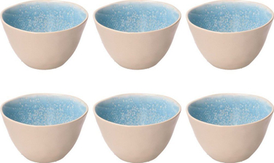 Set tasa të vegjël Rose&Tulipani Concerto Fuse Azzurro, 6 copë, 12 cm, bezhë me brendësi kaltërosh