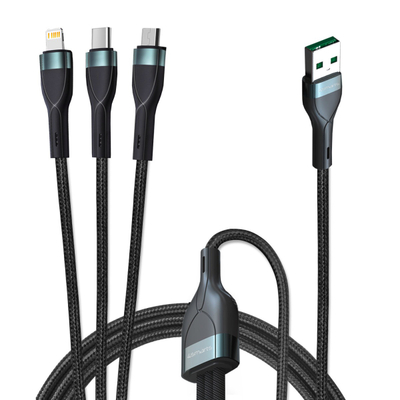 Kabllo USB 4smarts PremiumCord Multi 18W, 3 në 1, 150 cm, e zezë