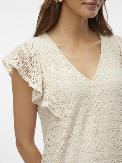 Fustan për femra VERO MODA MAYA FRILL, bezhë