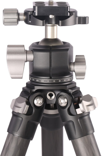 Tripod fotografik Leofoto Ranger LS-254C, fibër karboni, me kokë sferike LH-30, ngjyrë e zezë