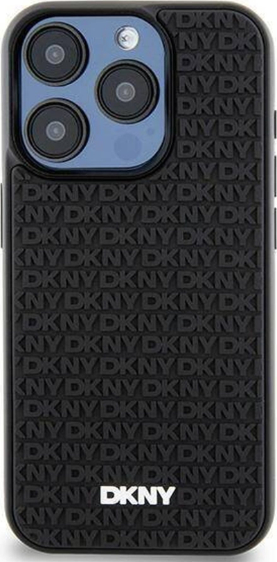 Mbulesë telefoni DKNY 3D Rubber Repeat Pattern, për iPhone 15 Plus, hardcase gome, e zezë