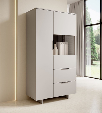 Vitrinë Cama ALMA 90x41.5x170 cm, 5 rafte, ngjyra cashmere