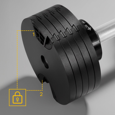 Hantel rregullues Rebel RBA-2332, deri 36 kg, prej gize, i zi