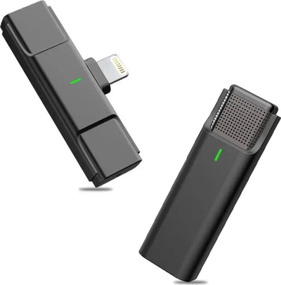 Безжичен микрофон за паметен телефон Viking Technology M302, сет 2 парчиња, Lightning, црн