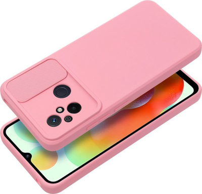Mbrojtëse silikoni me slajder te kamera për Xiaomi Redmi 12C, TPU, rozë e çelët