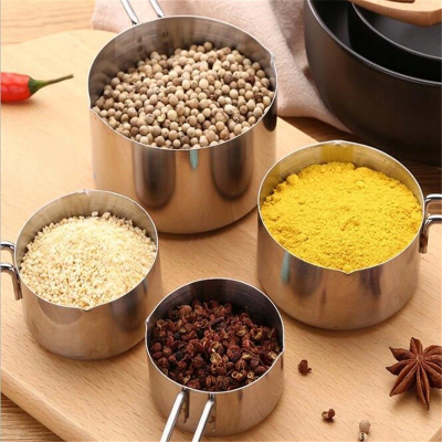 Set gotash matëse kuzhine çelik inox, 4 copë, 60–250 ml, argjendtë