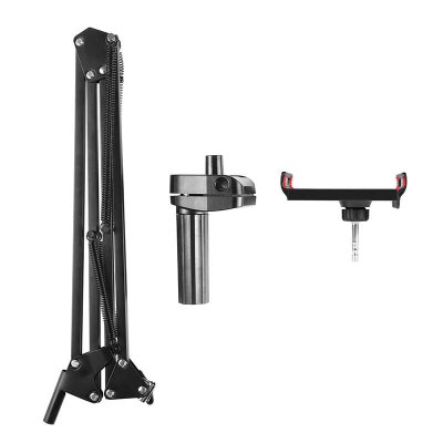 Mbajtës tavoline Puluz Tablet Phone Holder, për telefona dhe tabletë deri 11", krah fleksibël, i zi