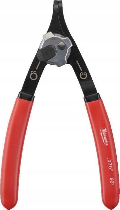 Pinca për unaza sigurie Milwaukee 4932492495, 179mm, kënd 90°, të kuqe