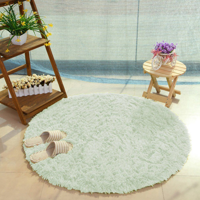 Тапет Shaggy Strado Round, 150x150 cm, висок пуш, боја White Lime