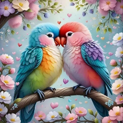 Set diamant painting Norimpex Lovebirds, puzzle dekorativ, 30x40cm, shumëngjyrësh