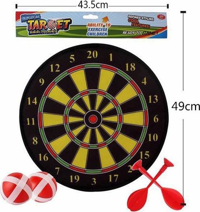 Set për pikado Askato 111162, 2 shigjeta të sigurisë + 2 topa velcro + 1 tabelë, 42 cm