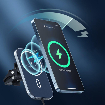 Безжичен магнетен полнач за автомобил Choetech MagLeap, 15W, монтирање на решетка, црн