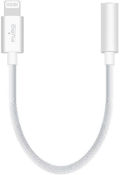 Adapter audio Puro Lightning në 3.5 mm, 15 cm, i bardhë