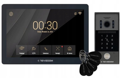 Domofon video smart Tuya, ekran 10", Wi‑Fi, RFID, tastierë, i bardhë