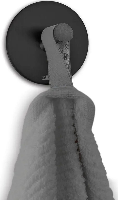 Varëse rrethore për peshqir Zack Duplo, çelik inox, vetëngjitëse, e zezë